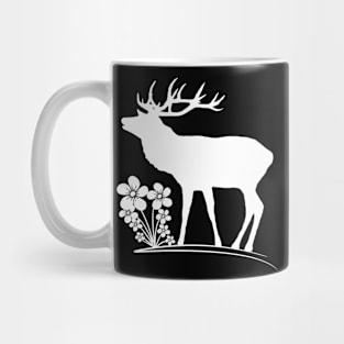 deer, stag, flowers, wild animal, hunting bloom Mug